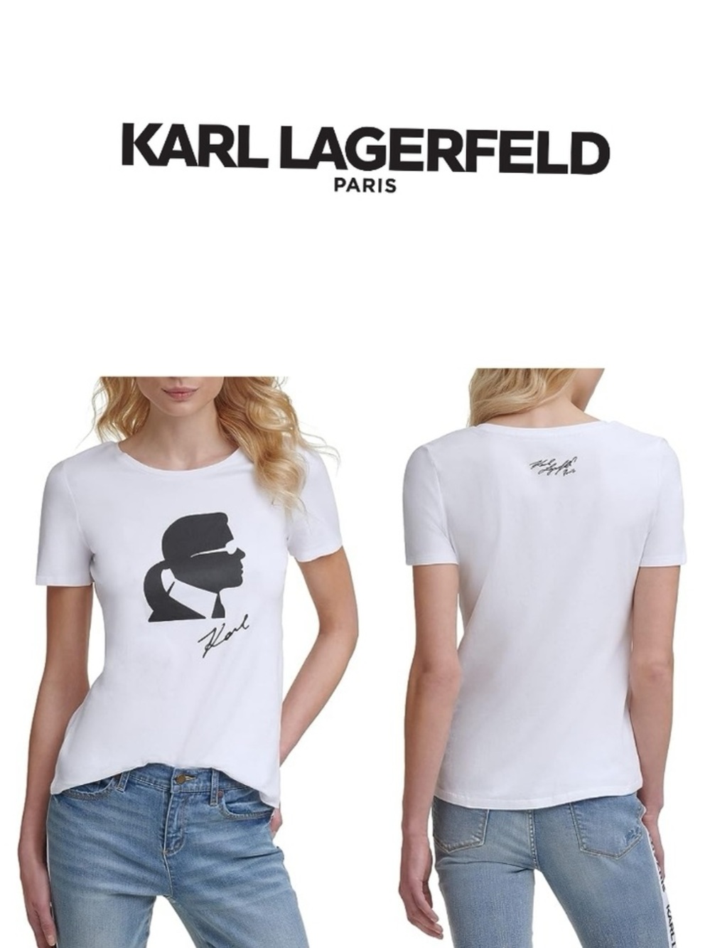 NWT Karl Lagerfeld Paris Silhouette Profile White Graphic Tee